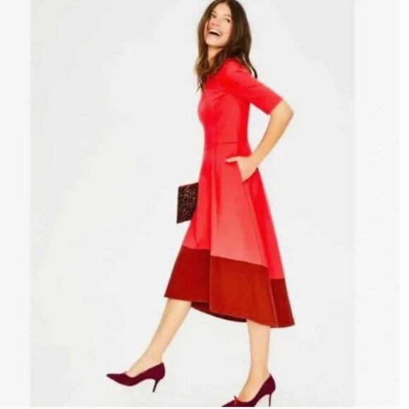 BODEN raspberry pink rust red ponte knit midi Wren dress - Picture 11 of 12